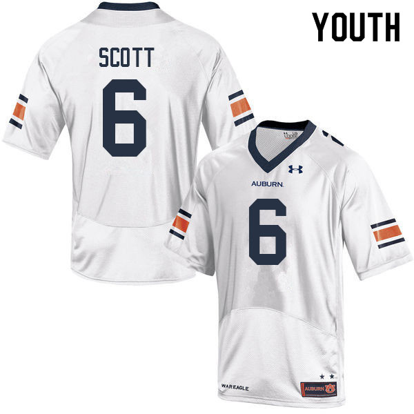 Auburn Tigers Youth Keionte Scott #6 White Under Armour Stitched College 2022 NCAA Authentic Football Jersey YCU8674WQ